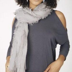 Stella & Dot Light Gray Frayed Edge Scarf